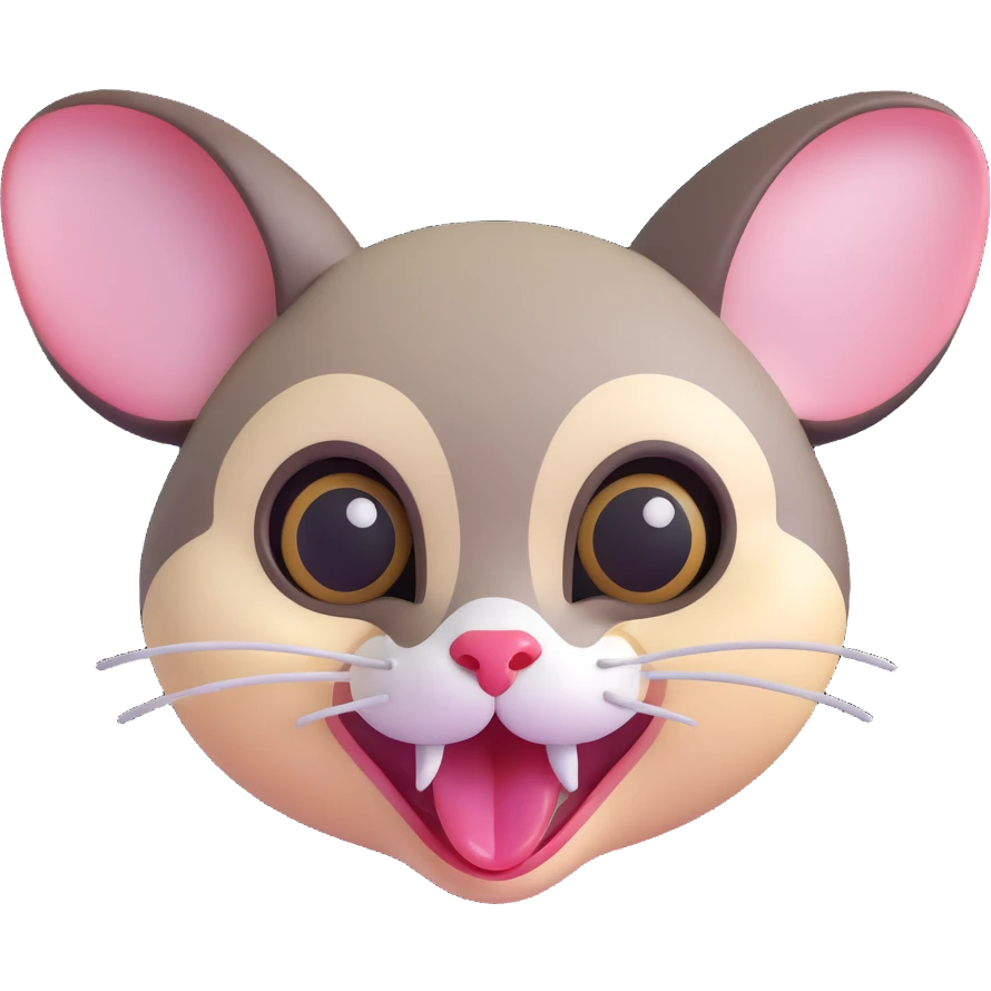 cute sugar glider head only, tongue out, classic emoji style, bright and playful emoji