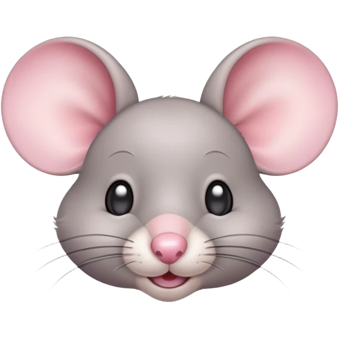 Cute gray mouse with large ears and a pink nose emoji