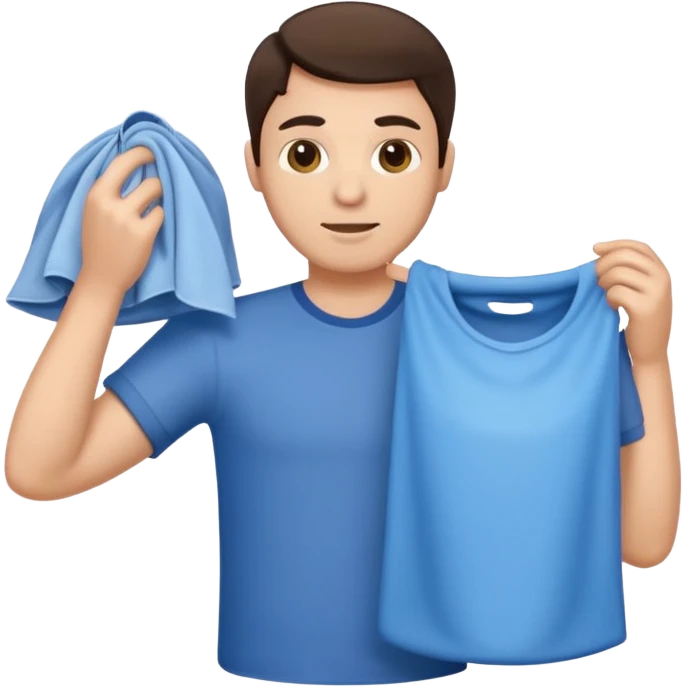 brunette man holding laundry emoji