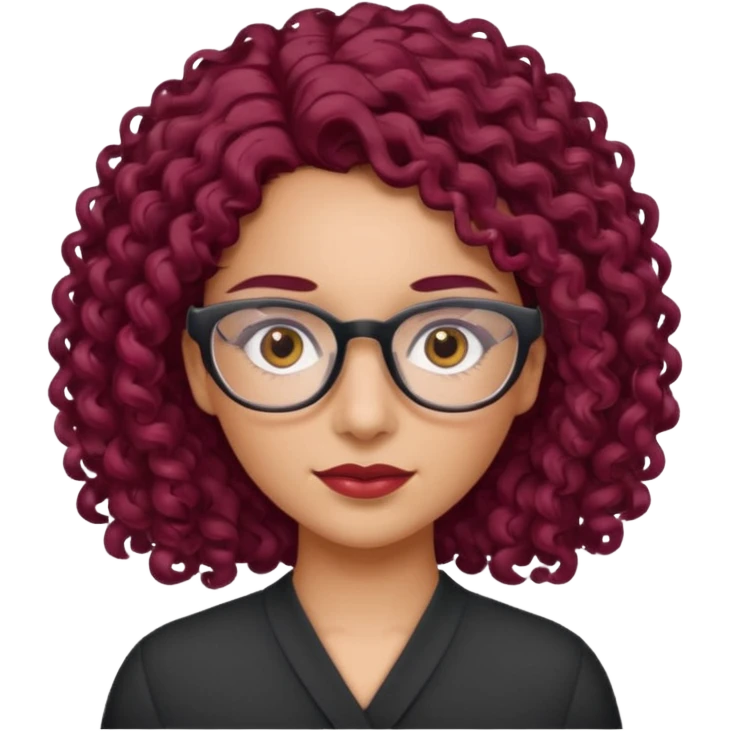 hispanic women with brown eyes and clear glasses and burgundy curly hair emoji