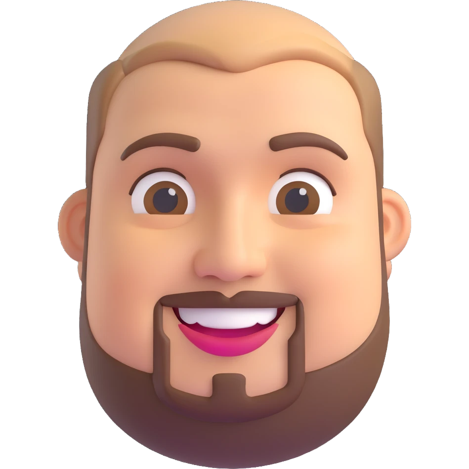 chubby Lebanese man with a goatee and short hair, smiling, 3D emoji style emoji