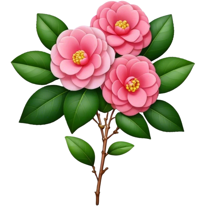 big bouquet Camellia flower, stem, leaf emoji