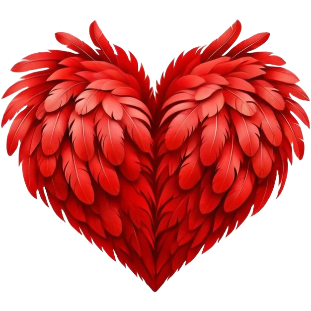 Red heart made of red feathers emoji