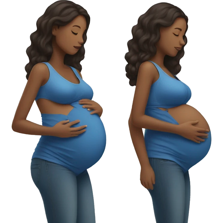 woman pregnant with twins holding her belly emoji