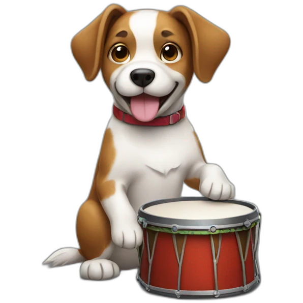 Dog playing a drum emoji