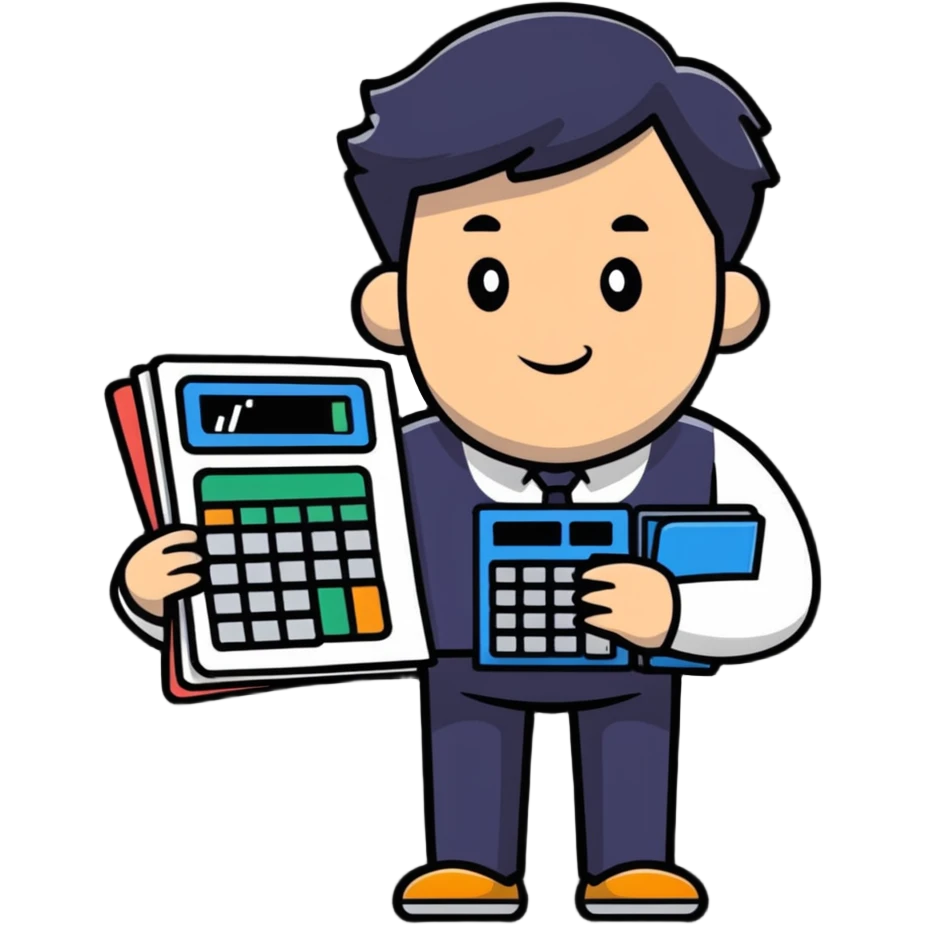 male accountant with calculator and financial documents emoji