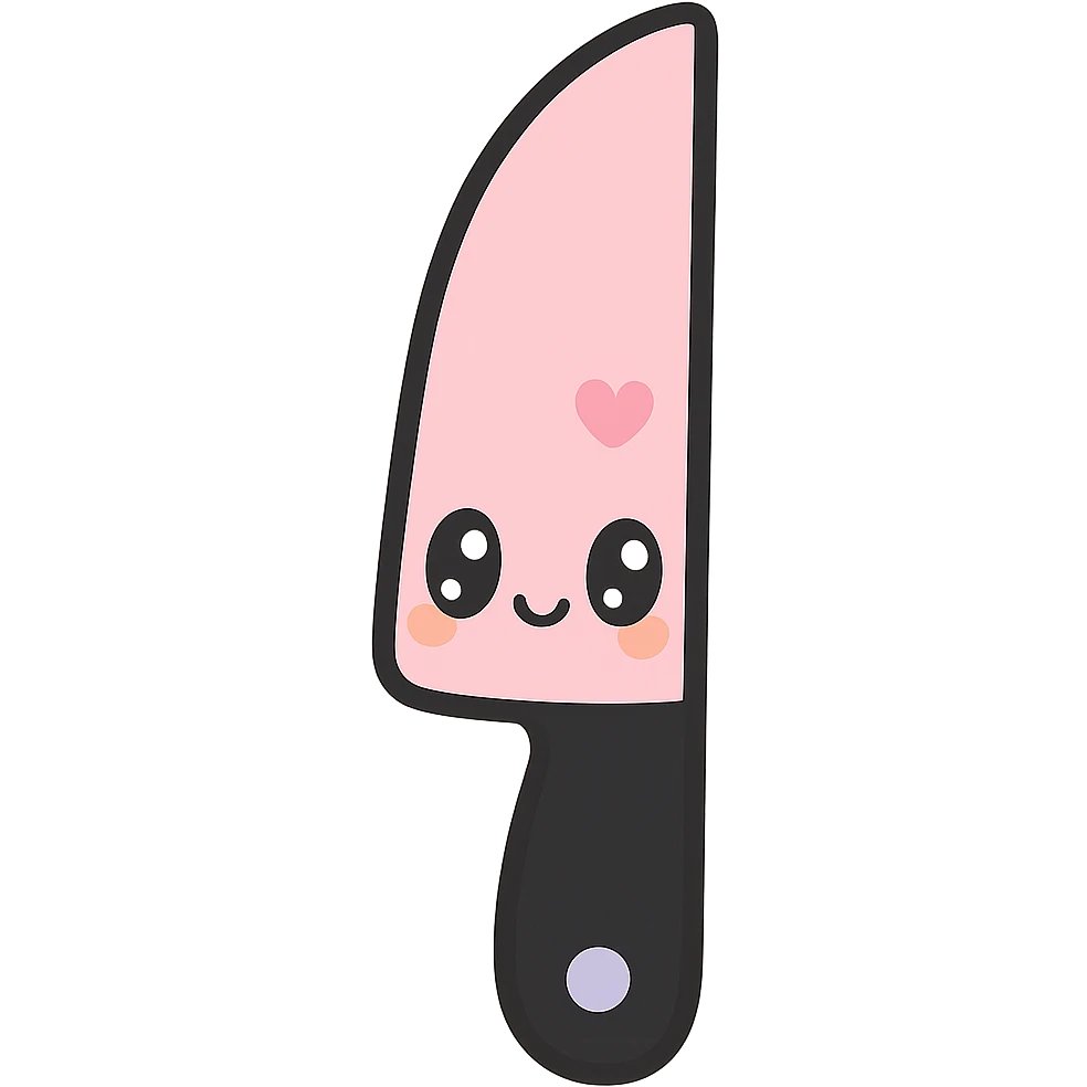 gothic knife, black and pink, kawaii style emoji