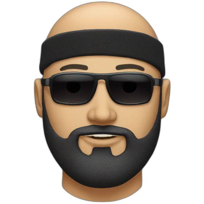 bald guy with a great black beard and matrix sunglasses emoji