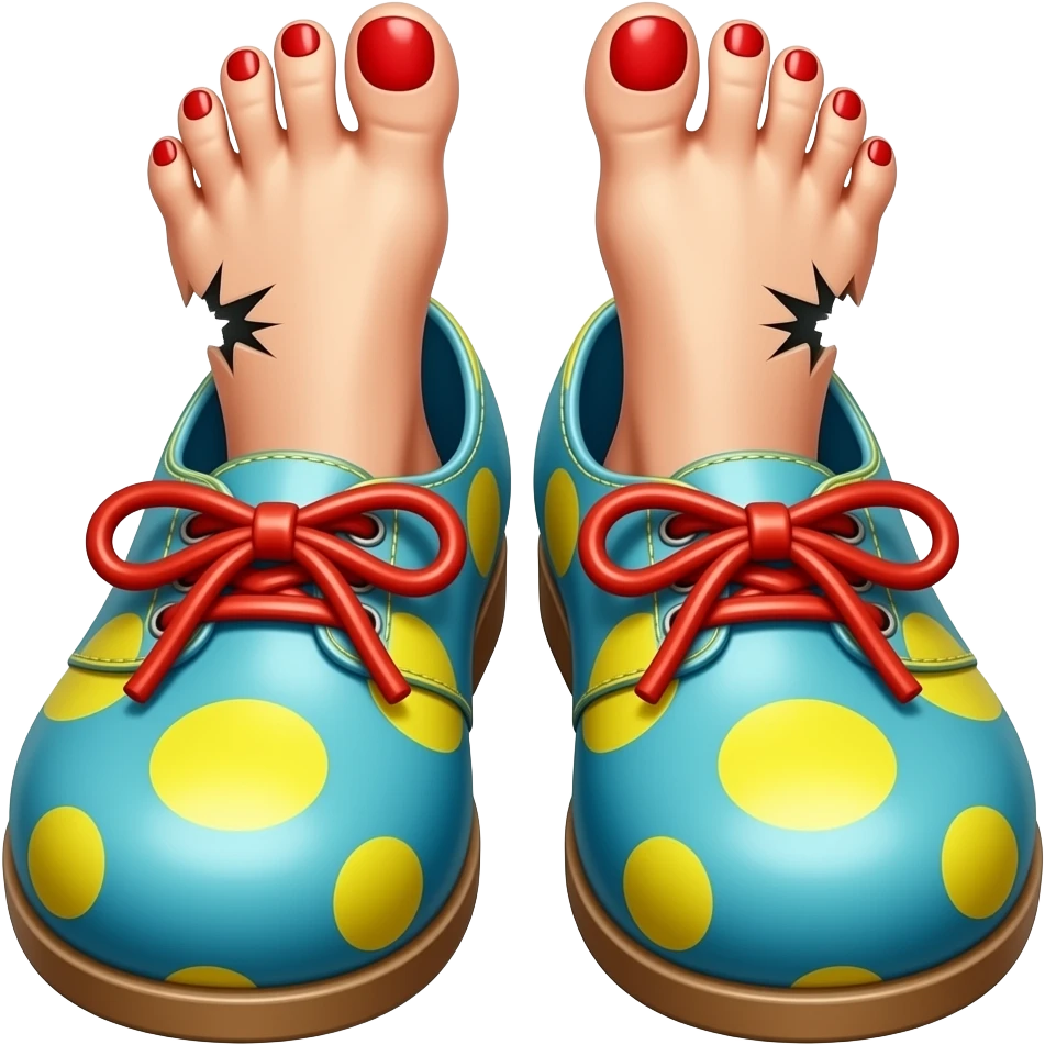 White toes with red toenails ripping of clown shoes emoji