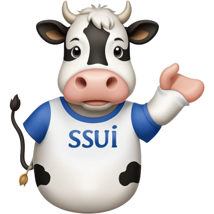 cow wearing a t-shirt that says SJSU emoji