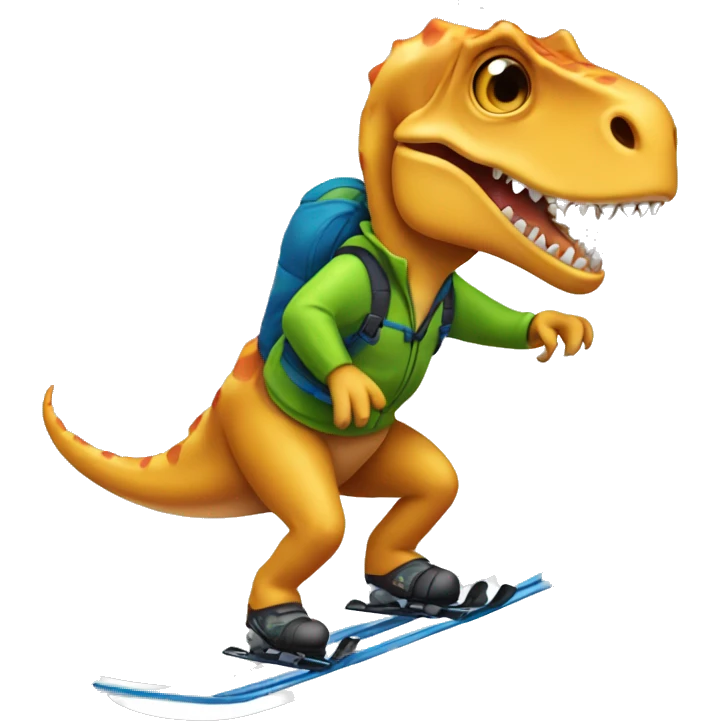 dinosaur, downhill skiing, cartoon, emoji, transparent background emoji