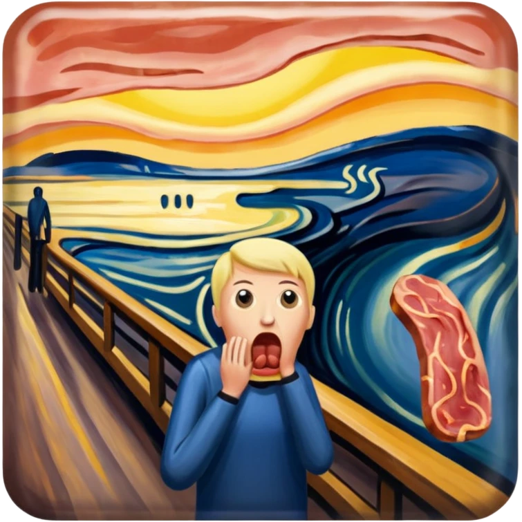 Edvard munch The Scream painting with SPAM MEAT landscape  emoji
