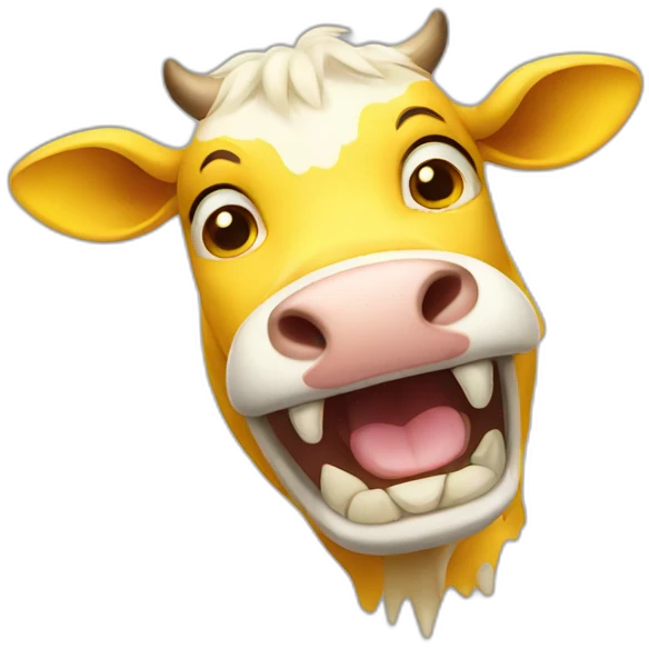 yellow cow with teeth showing emoji