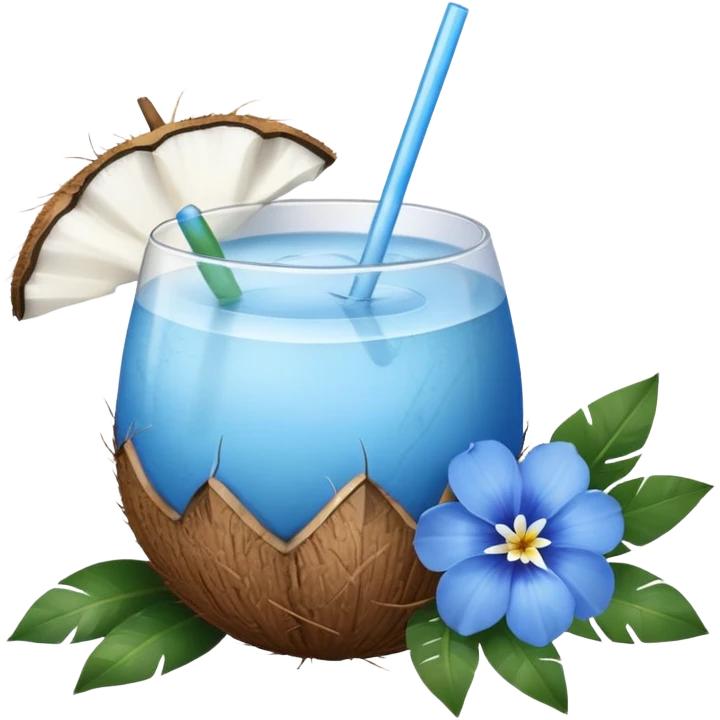 coconut drink with blue flowers emoji
