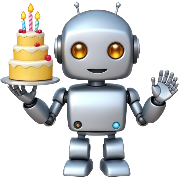 The cute robot is holding dessert in its hands, 3d emoji emoji