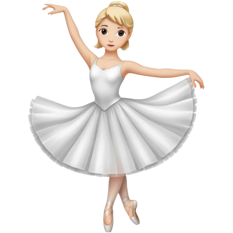 female ballet dancer, blond hair, white dress, elegant pose emoji