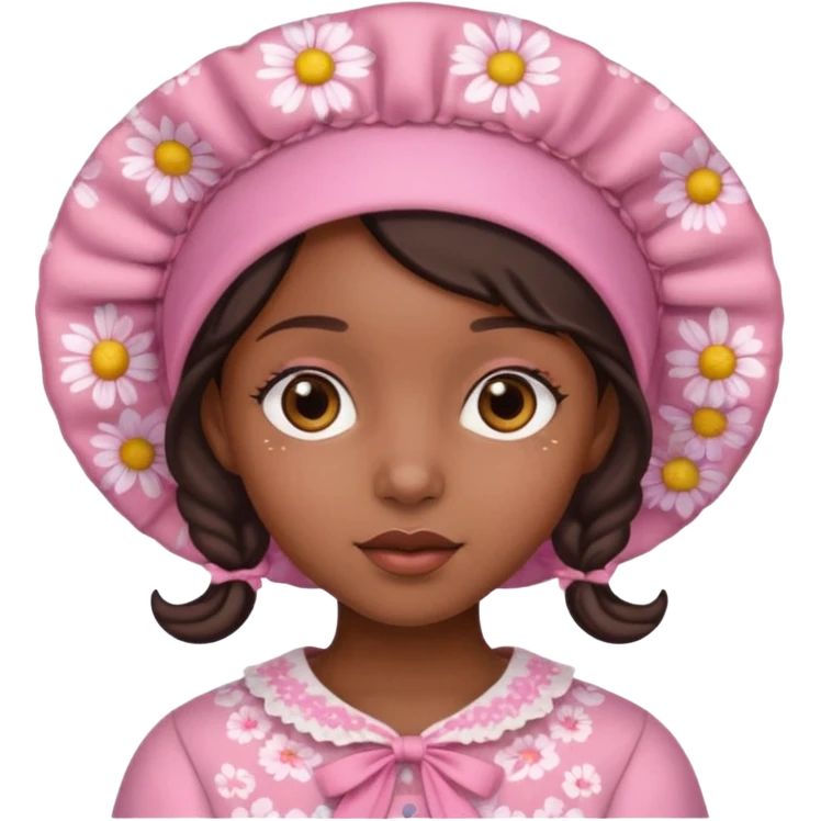 Black girl with pink bonnet emoji