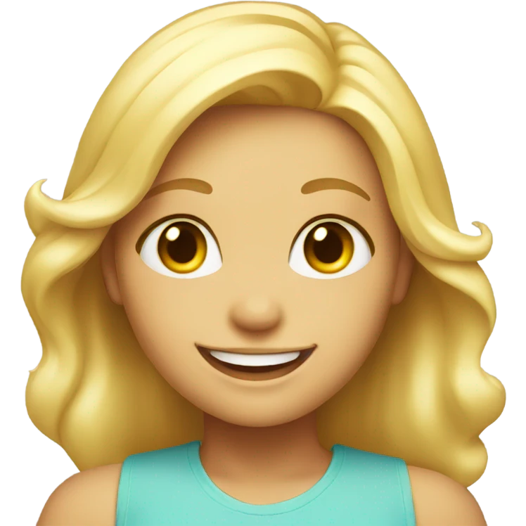 Blonde smiling girl with sunshine face emoji