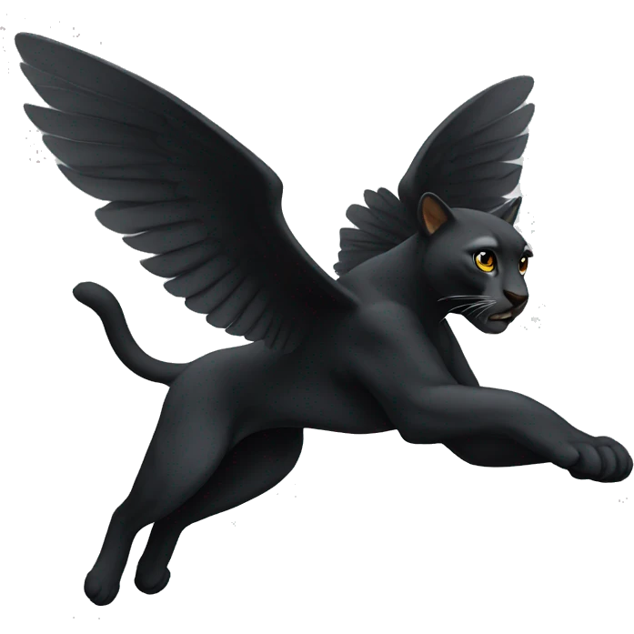 winged black puma flying emoji