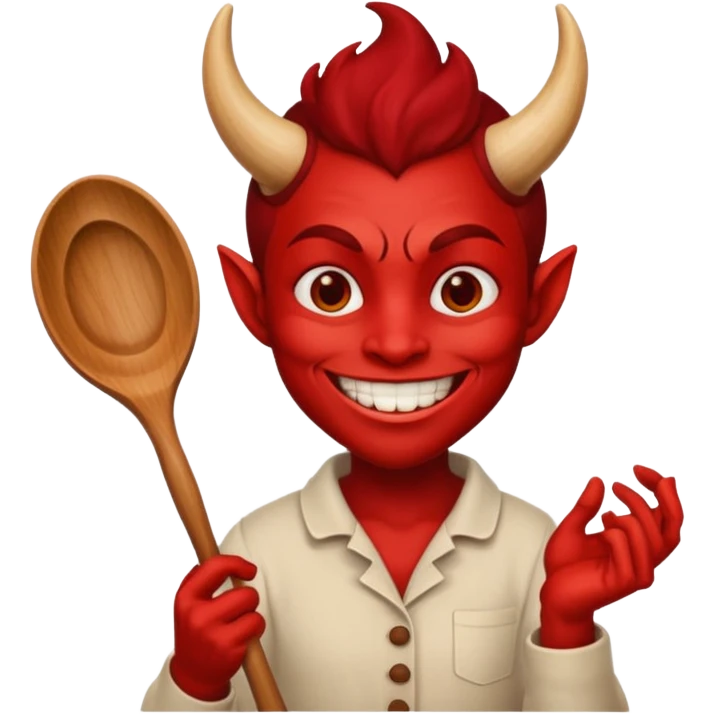 Cooker like demon with a smile and wooden spoon emoji