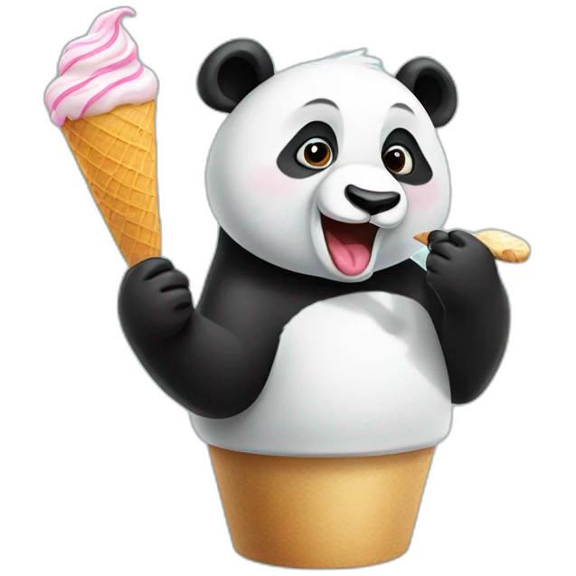 Panda eating ice cream emoji