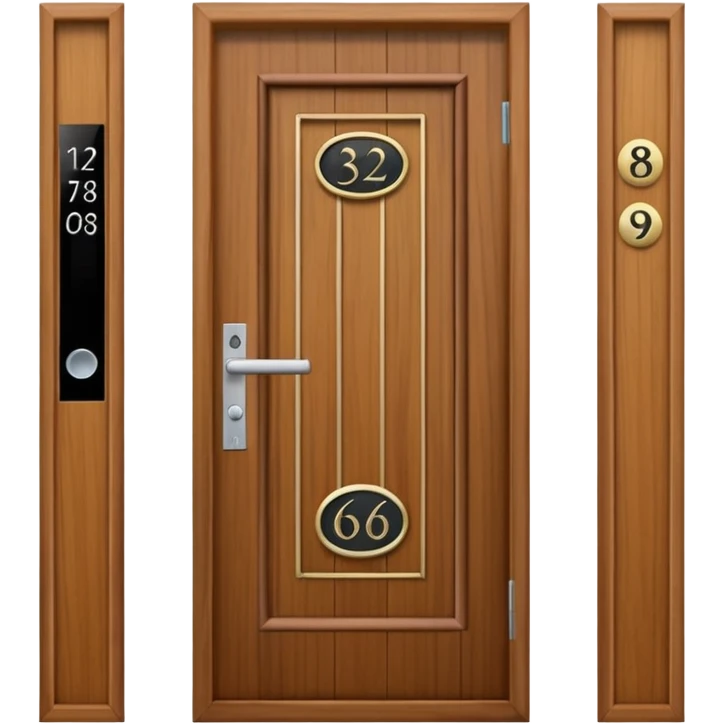 modern villa door number wood Japanese with smart screen lock emoji