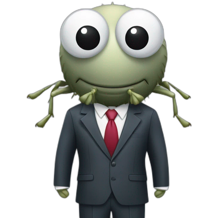 A fly with a human body and a fly head wearing a businessman's suit emoji