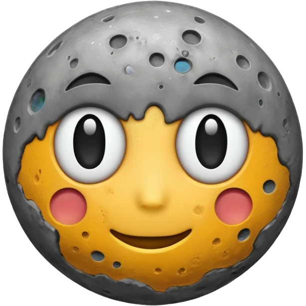 A round, moon-like Mercury emoji, gray with many impact craters and lighter patches across the surface emoji