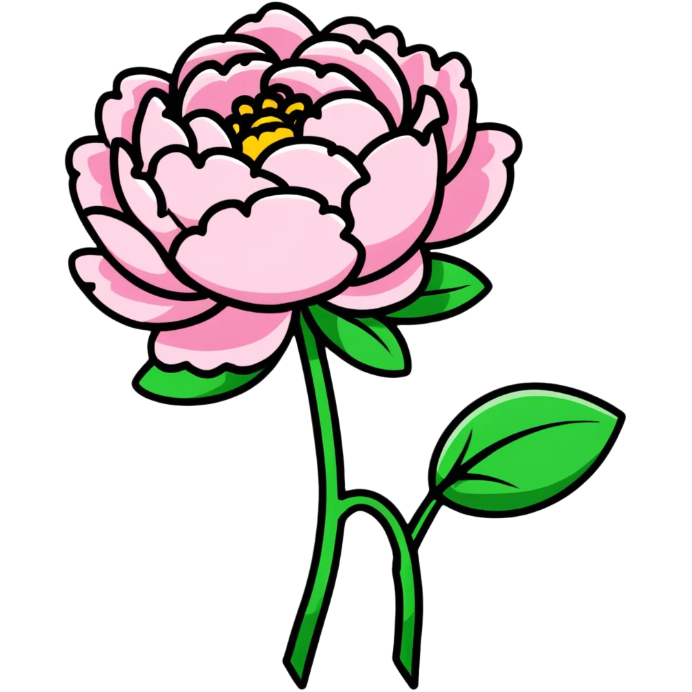 A blooming pink peony flower with ruffled petals emoji