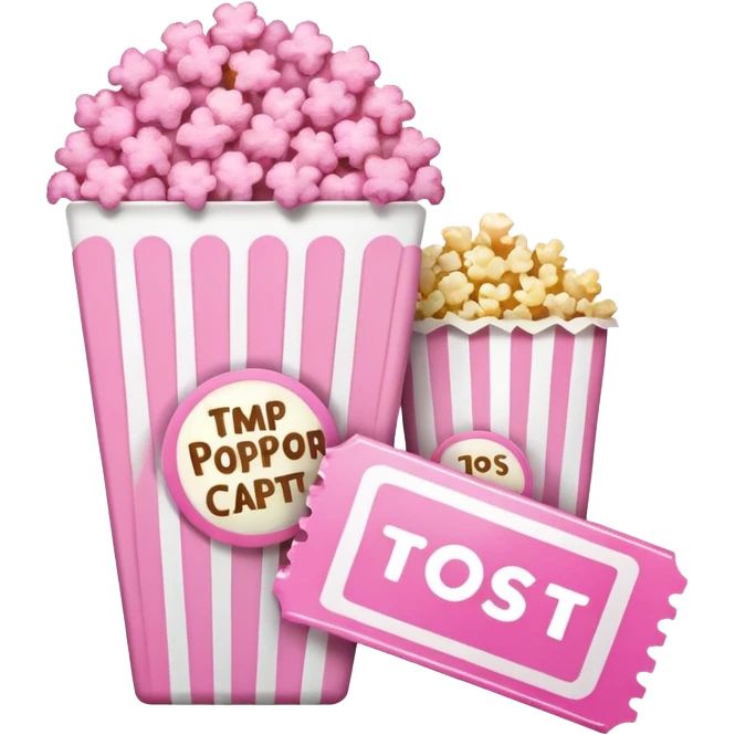 pink popcorn with 2 movie tickets emoji