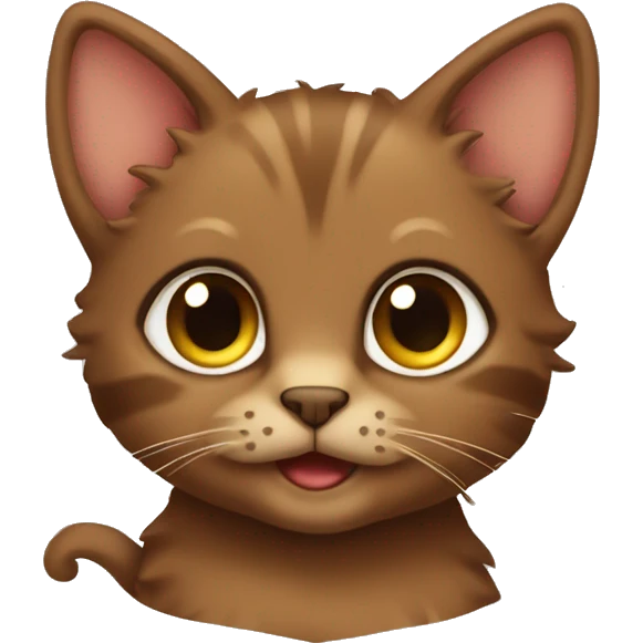 very cute little brown cat with curly hair emoji