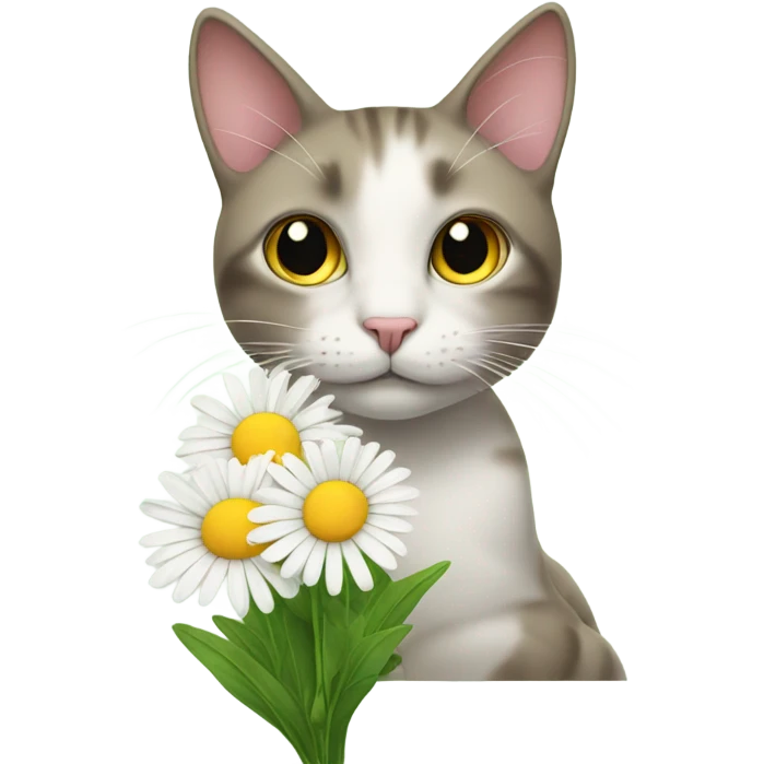 Cat with daisy emoji