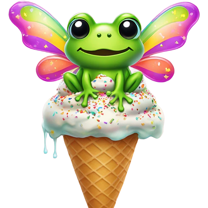 Ice cream with sprinkles fairy frog emoji