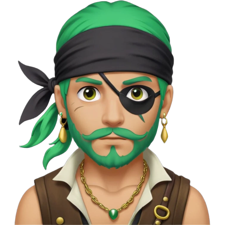 Pirate green hair man emoji