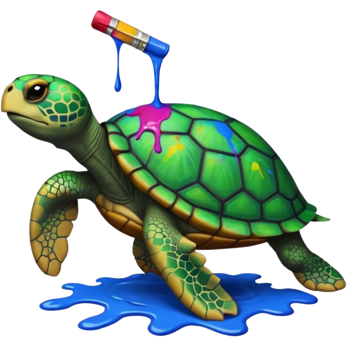 siyah rengi sevmeyen kaplumbağa ama kendisi siyah olduğu için kendini boyamaya çalışan kaplumbağa emoji