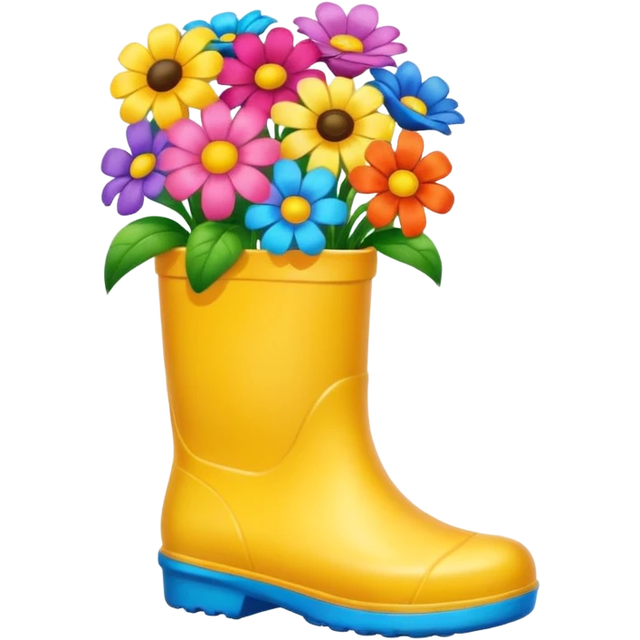 colorful flowers in rainboot emoji
