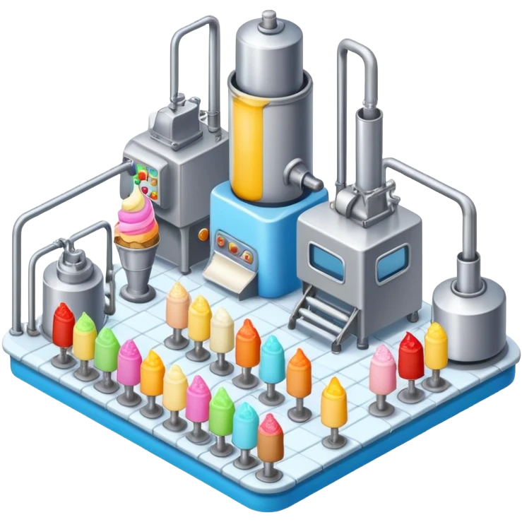 Ice cream factory with machines and production lines emoji