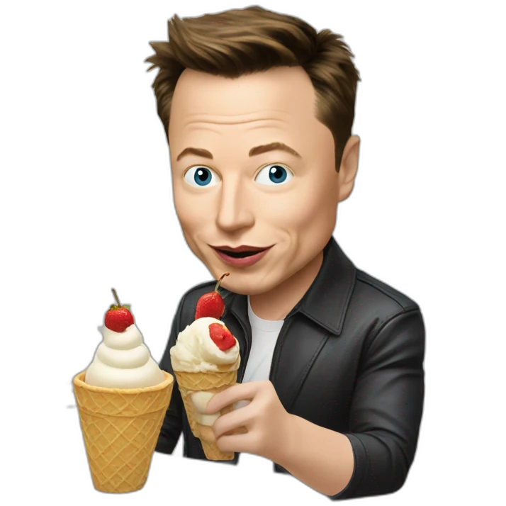 Elon musk eat macron in ice cream in kitchen emoji