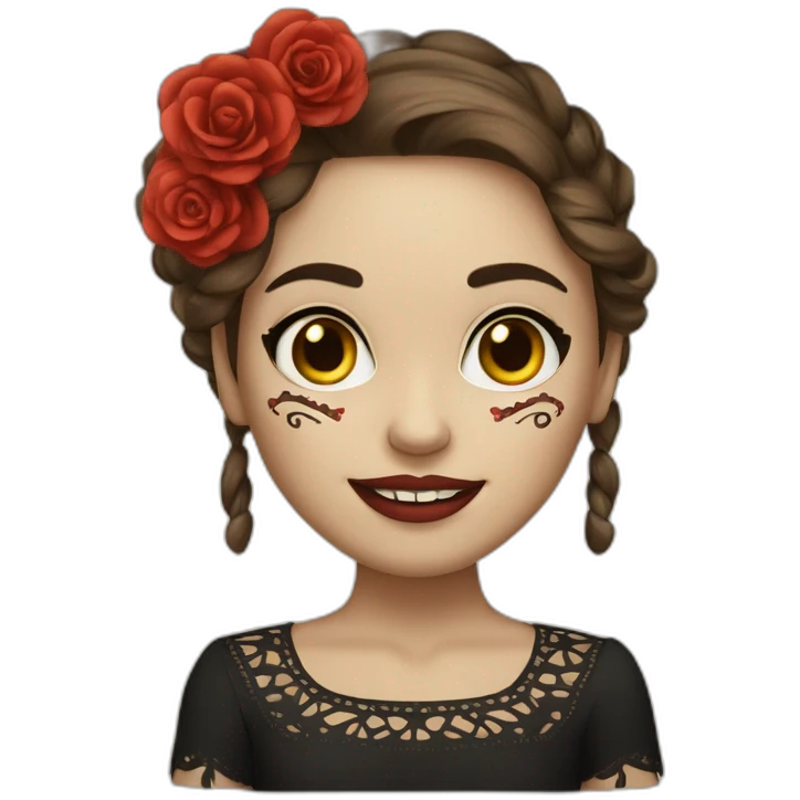 dia de los muertos girl happy Brown hair emoji