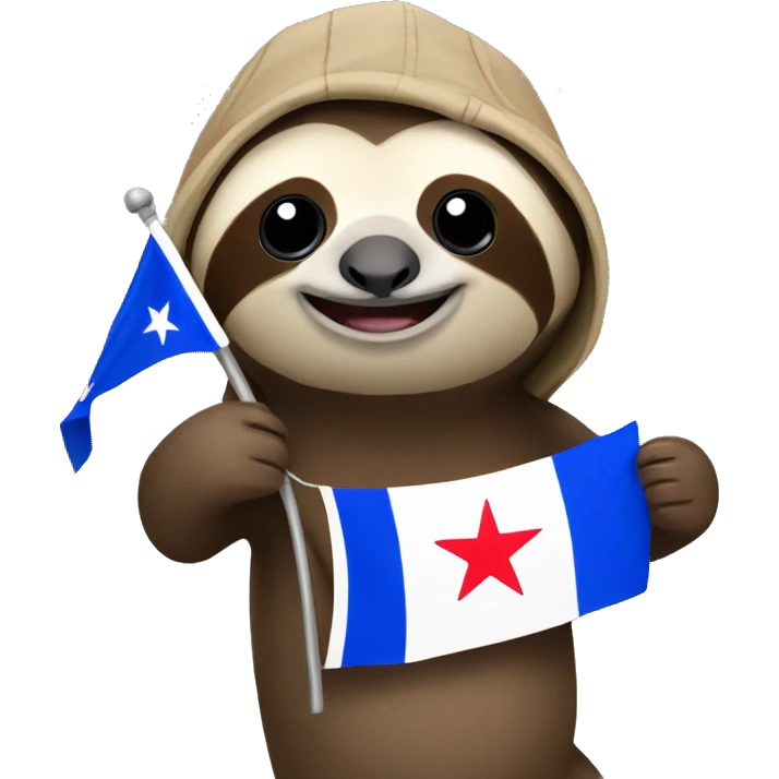 Sloth holding panama flag emoji