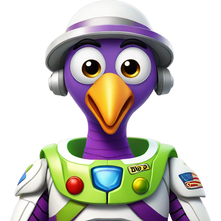 A turkey dressed like buzz lightyear emoji