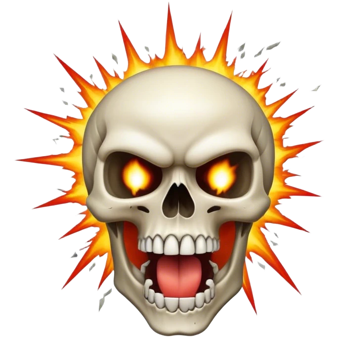Skull+ explosion in the top whit the mouth open emoji
