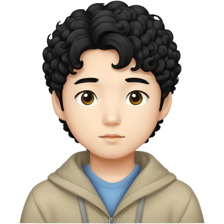 Korean boy with curly hair  emoji