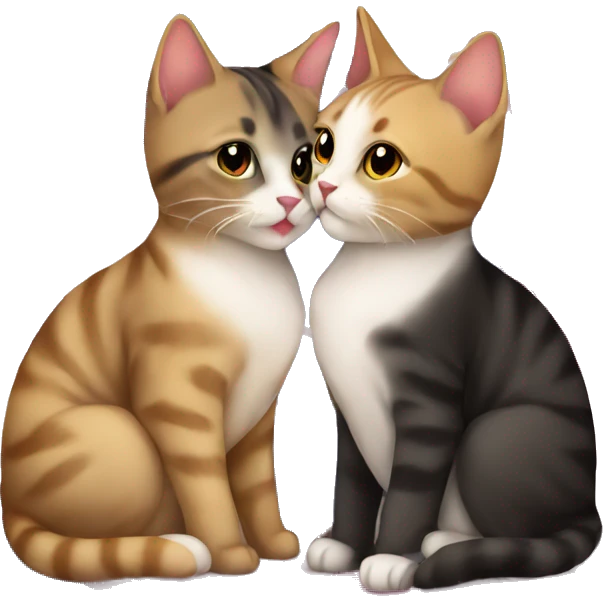 cute kissing cats on lesbian flag emoji