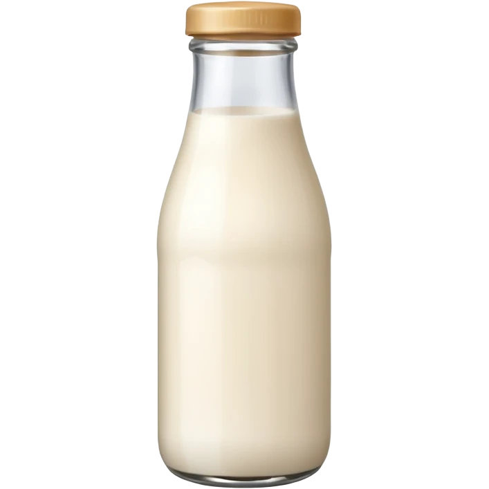 Cute glass milk bottle, white milk, beige cap emoji