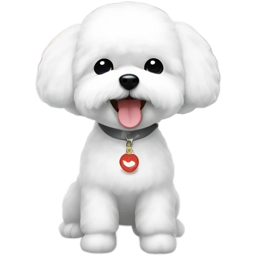 A cute korean style bichon frise with a black hair Asian woman at the airport  emoji