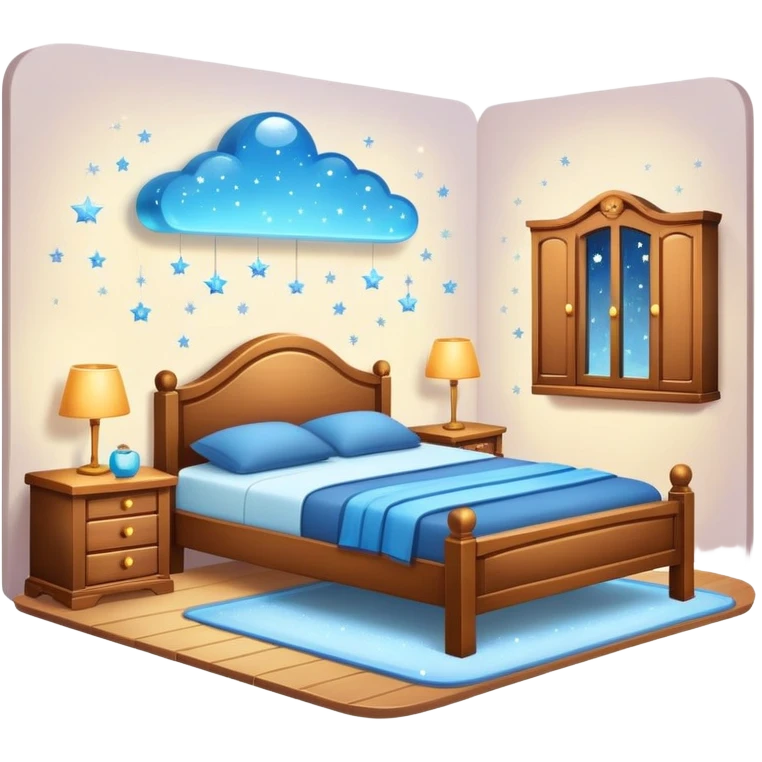 cozy room with furniture and sparkles floating above the furniture emoji
