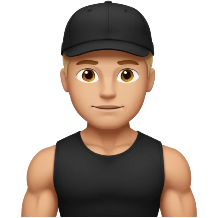 An arrogant guy in a black t-shirt, he is muscled and has a cap  emoji