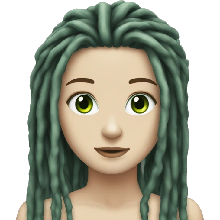 GF white skin green eyes black dreadlocks emoji