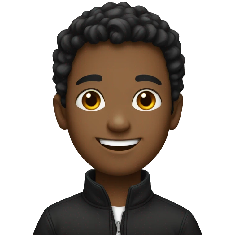 smiling boy in black jacket emoji